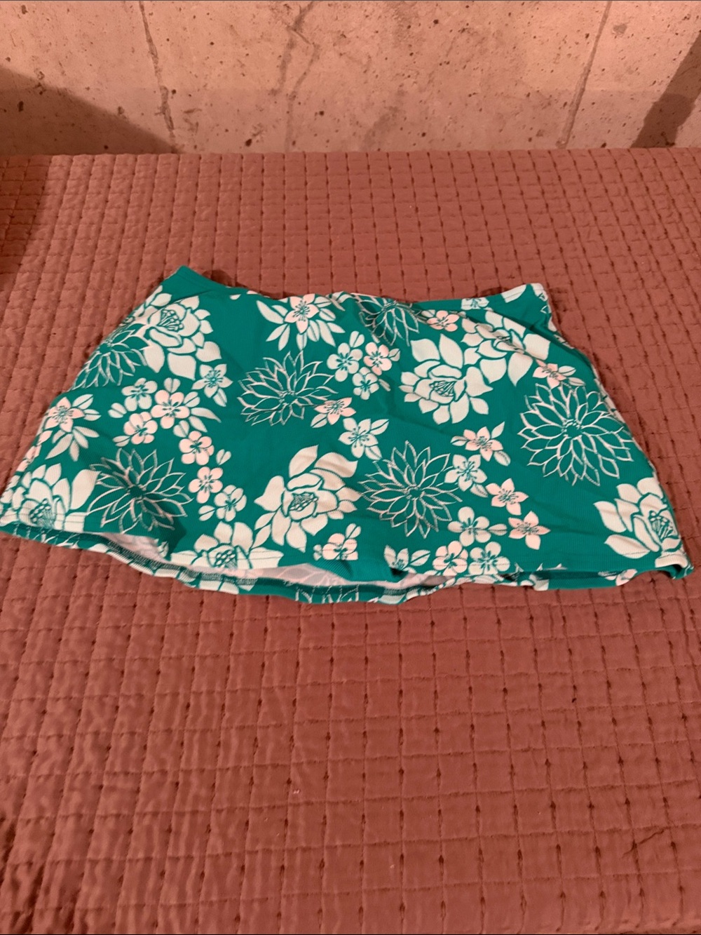 Floral Teal Circle Skirt with White Blooms